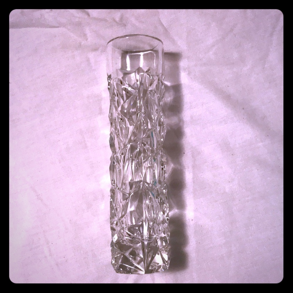 Tiffany & Co. Crystal Rock Cut Vase with Blue Box